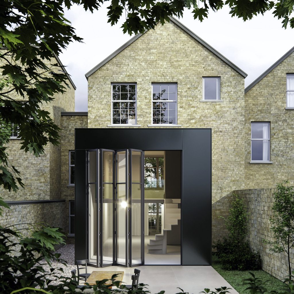 Grey Solarlux bifolding doors.