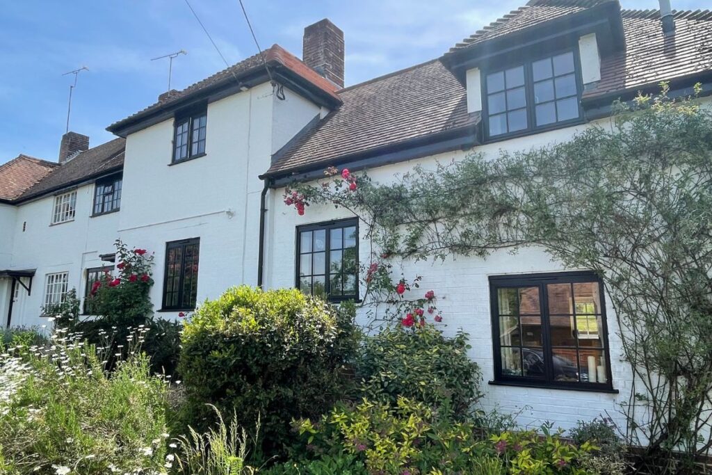 Aluco steel-look aluminium Crittall replacement windows on a property in Buckinghamshire